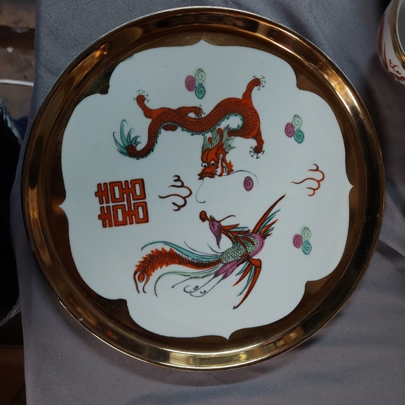 Vintage Gold Trimmed Asian PHOENIX Tea Set (4pcs) Hand-Painted - Picture 4 of 15